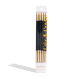 15cm Gold Double Dipped Cake Candles Black 12 Pack