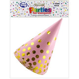 Party Cone Hats - Pink & Gold