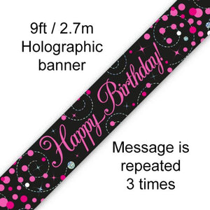 Banner - Happy Birthday Pink Sparkling Fizz