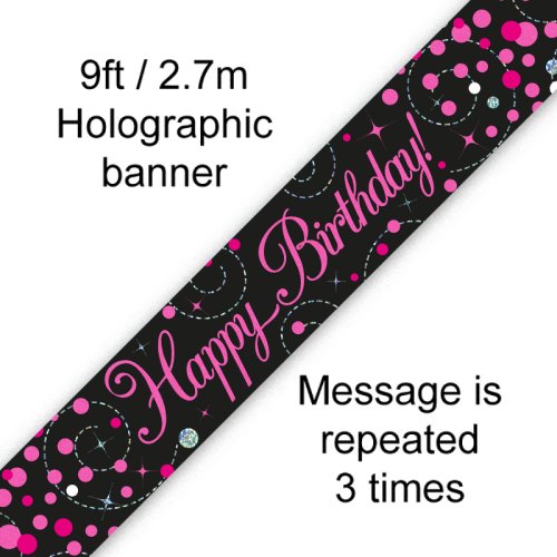 Banner - Happy Birthday Pink Sparkling Fizz