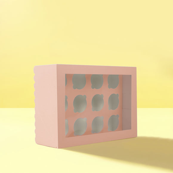 Pastel Pink Scalloped 12 Cupcake Box
