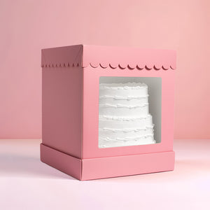 Pink Scalloped Cake Box 10"