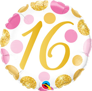 45cm Foil Balloon - 16 GOLD PINK