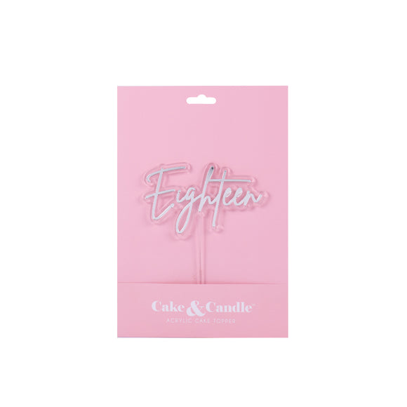 Cake Topper - Silver/ Clear Eighteen