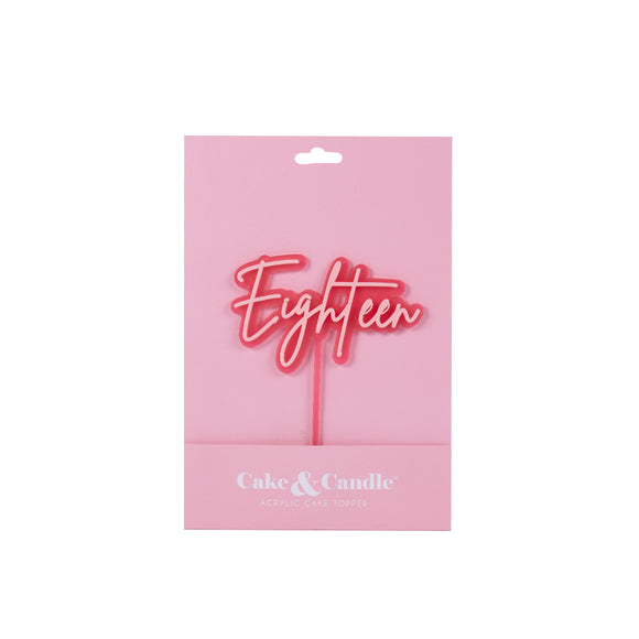 Cake Topper - Eighteen (Pink)