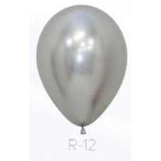 Reflex Silver Latex Balloons - 12 Pack
