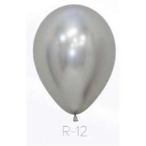 REFLEX SILVER Latex Balloons - 12 Pack