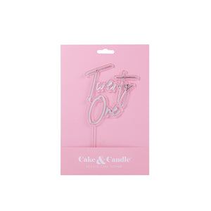 Cake Topper - Silver/ Clear Twenty One