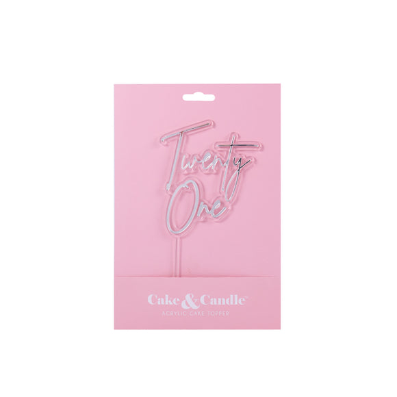 Cake Topper - Silver/ Clear Twenty One