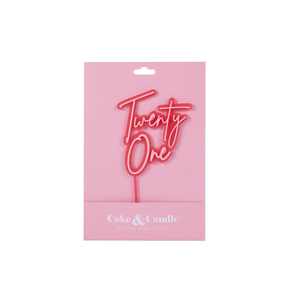 Cake & Candle Cake Topper - Twenty One Pink