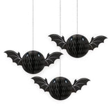 Unique Paper Hanging Honeycomb 7.5cm Black Bat 3Pk