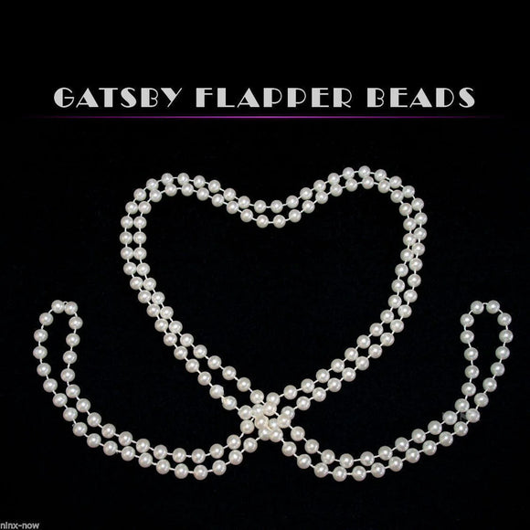 WHITE PEARL FLAPPER BEADS