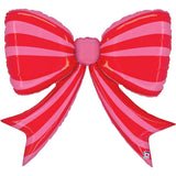 Betallic Foil Shape 104cm Striped Red Bow
