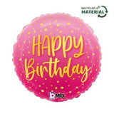 46cm Betallic Foil Balloon Pink Happy Birthday
