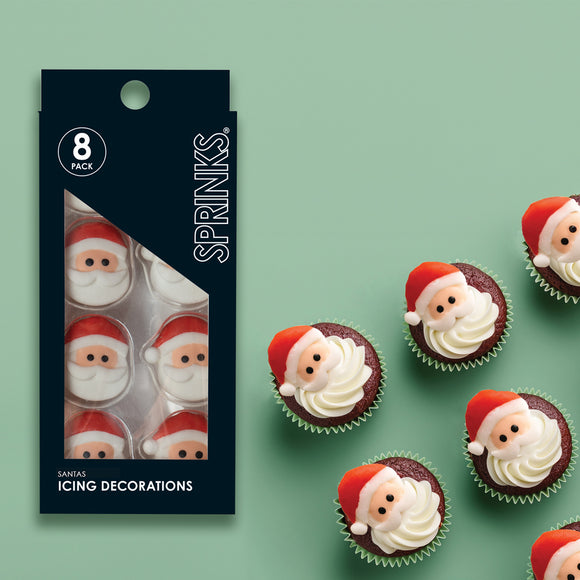 Sprinks Santa Icing Decorations 8 Pieces