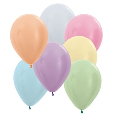 50 PACK BALLOONS - PEARL SATIN ASSORTED 12CM