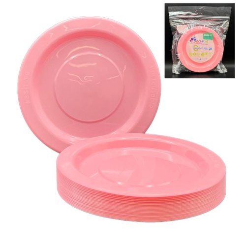 Reusable Lunch Plates Light Pink 180mm 20Pk