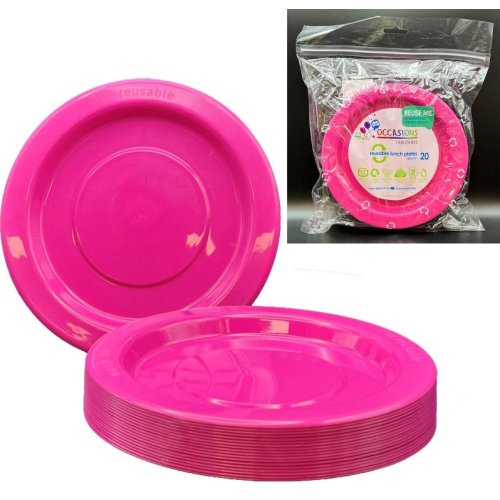 Reusable Lunch Plates Magenta 180mm 20Pk