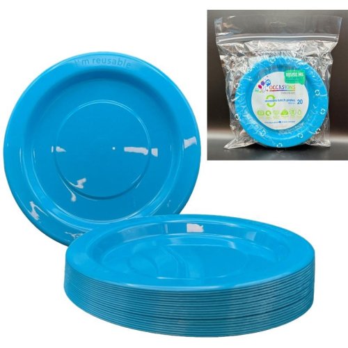 Reusable Lunch Plates Azure Blue 180mm 20Pk