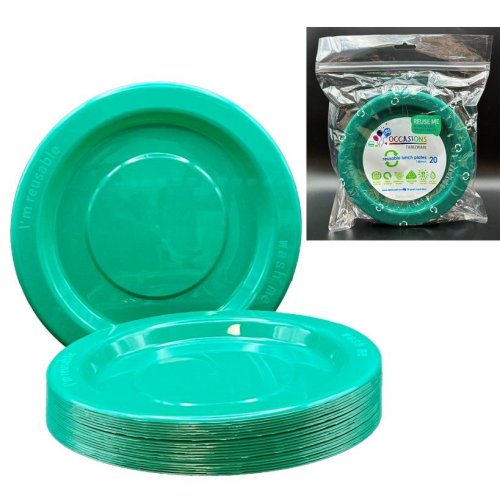 Reusable Lunch Plates Green 180mm 20Pk