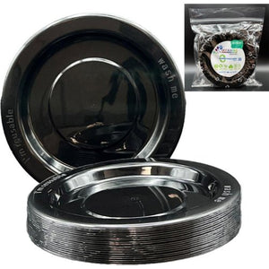 Reusable Lunch Plates Black 180mm 20Pk