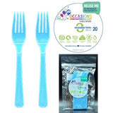 Occasions Reusable Light Blue Plastic Forks 20Pk