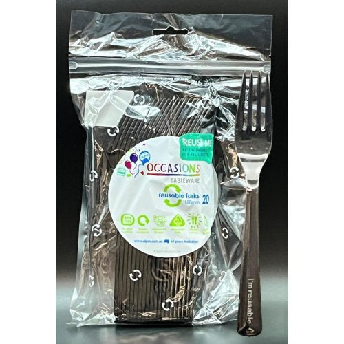 BLACK - REUSABLE FORKS (20)