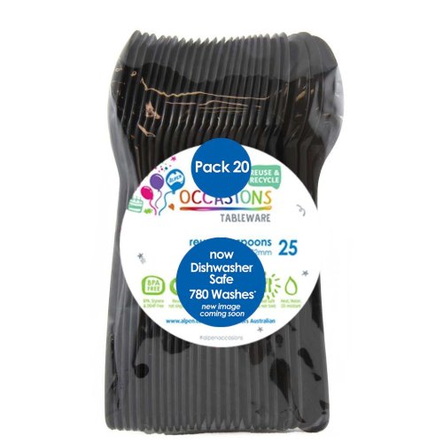 REUSABLE SPOONS - BLACK (20)