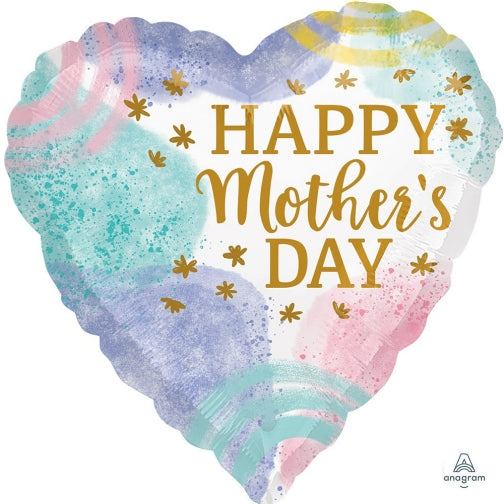45cm Foil Balloon - HAPPY MOTHER'S DAY WATER COLOURS