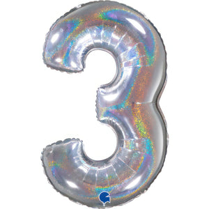 Mid 66cm Numbers HOLO SILVER #3