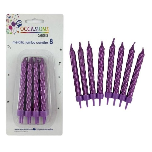 METALLIC PURPLE CANDLES (8)