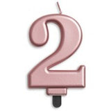 Large Metallic Rose Gold Number Candles 0-9