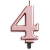 Large Metallic Rose Gold Number Candles 0-9
