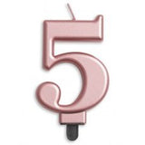 Large Metallic Rose Gold Number Candles 0-9