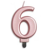 Large Metallic Rose Gold Number Candles 0-9