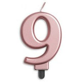 Large Metallic Rose Gold Number Candles 0-9
