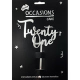 Occasions Acrylic Cake Topper Silver Twenty One
