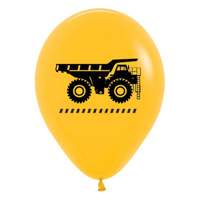 30cm Construction Trucks Fashion Yellow Latex Balloons - 6 Pack