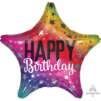 45cm Foil Balloon Rainbow Star Birthday