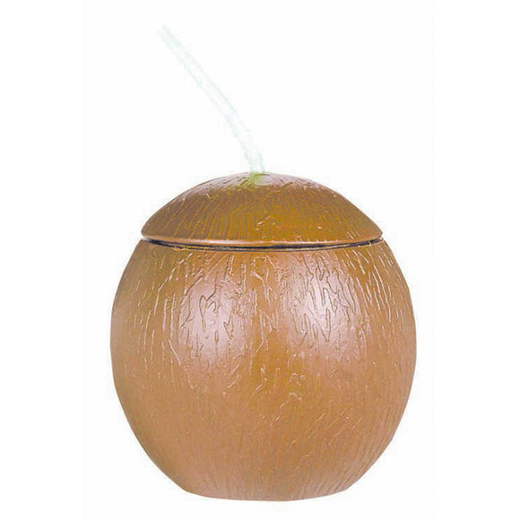 COCONUT SHAPED CUP WITH STRAW