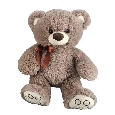JO JO TEDDY BEAR WITH RIBBON - GREY BROWN