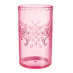 PREMIUM FLORAL EMBOSSED HIGHBALL TUMBLER - PINK