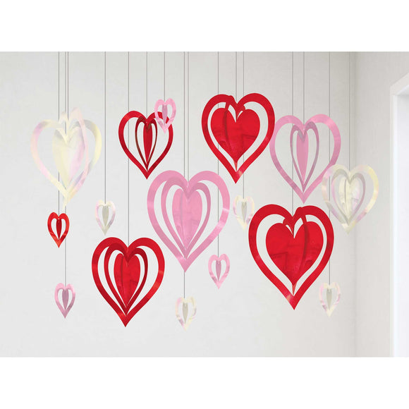 HANGING STRING HEARTS 3D