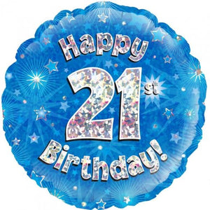 45cm Foil Balloon - 21st BIRTHDAY Blue/Silver