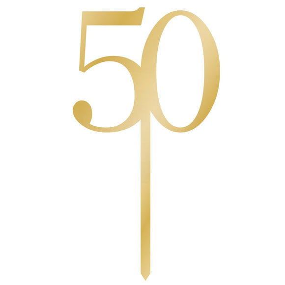 Cake Topper Pick 50 Gold Acrylic