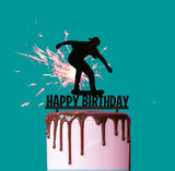Sugar Crafty Acrylic Cake Topper Black Happy Birthday Skater
