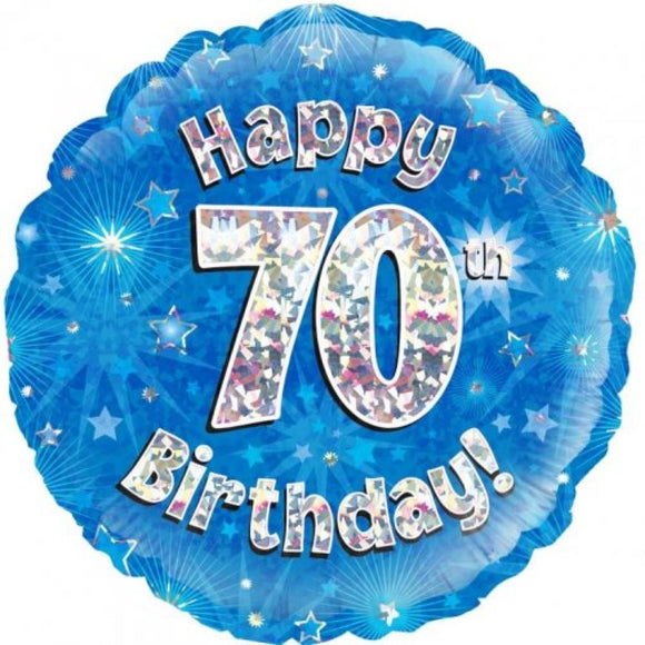 45cm Foil Balloon - 70TH BIRTHDAY BLUE