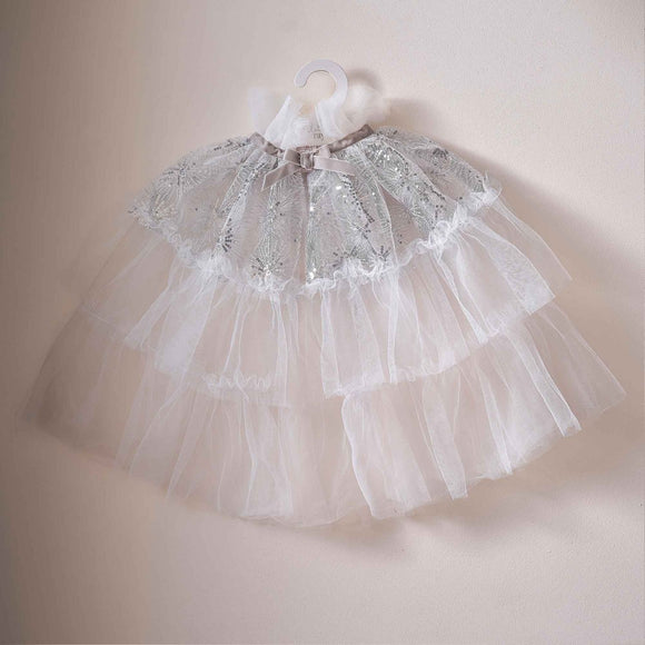 Fancy Dress White and Silver Sparkle Fairy Princess Costume Cape