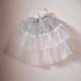 Fancy Dress White and Silver Sparkle Fairy Princess Costume Cape