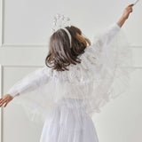 Fancy Dress White and Silver Sparkle Fairy Princess Costume Cape